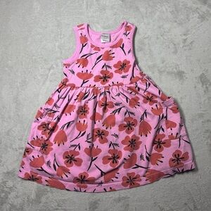 Hanna Andersson Girls Sleeveless Pink Poppy Floral Print Pocket Dress Size 4